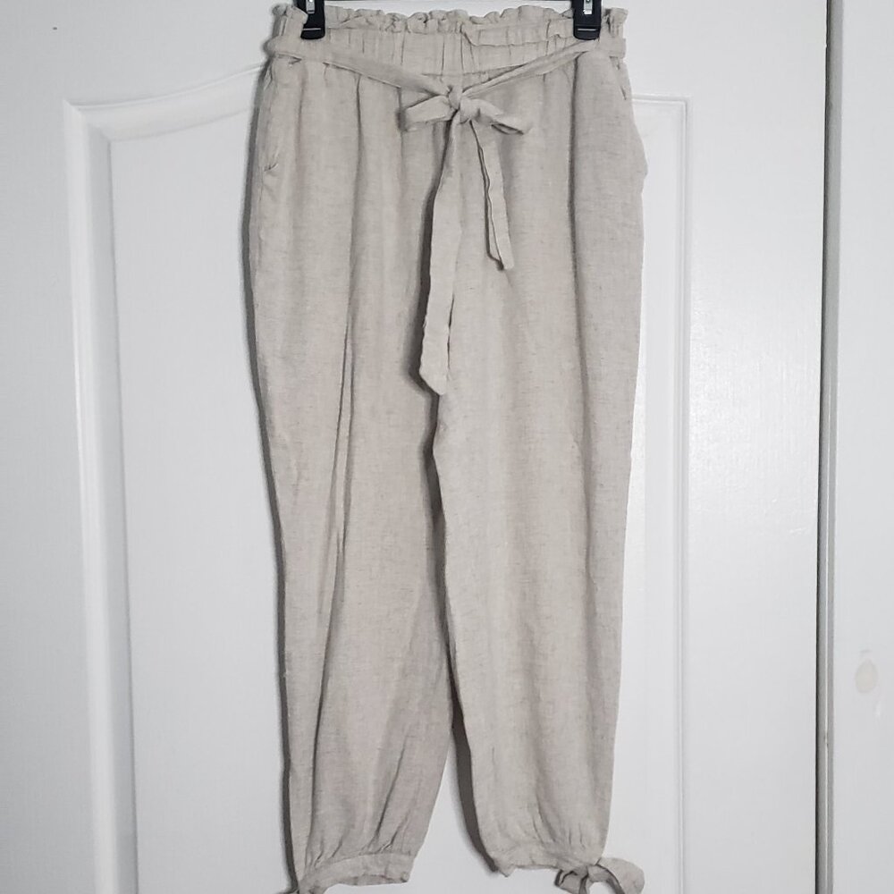 HYFVE Neutral Cream Tie-Waist Ankle Pants